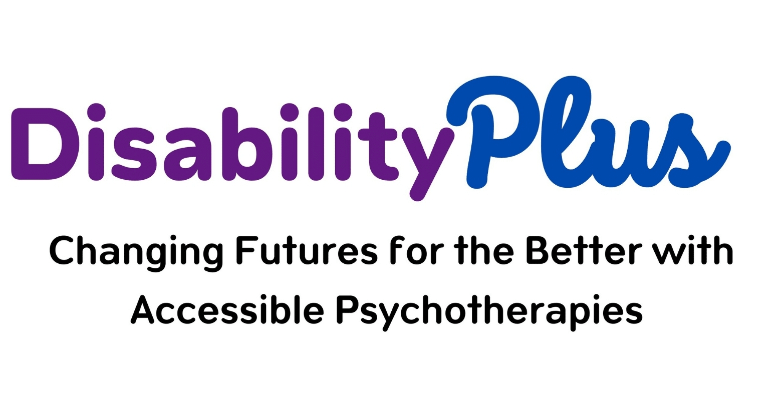 DisabilityPlus Logo, with the words " Changing Futures for the better with accessible psychotherapies" This represent disability counselling website header.